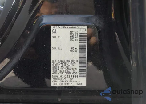 2018 Nissan Altima 2.5 Sr from USA, damaged, VIN 1N4AL3AP2JC219864